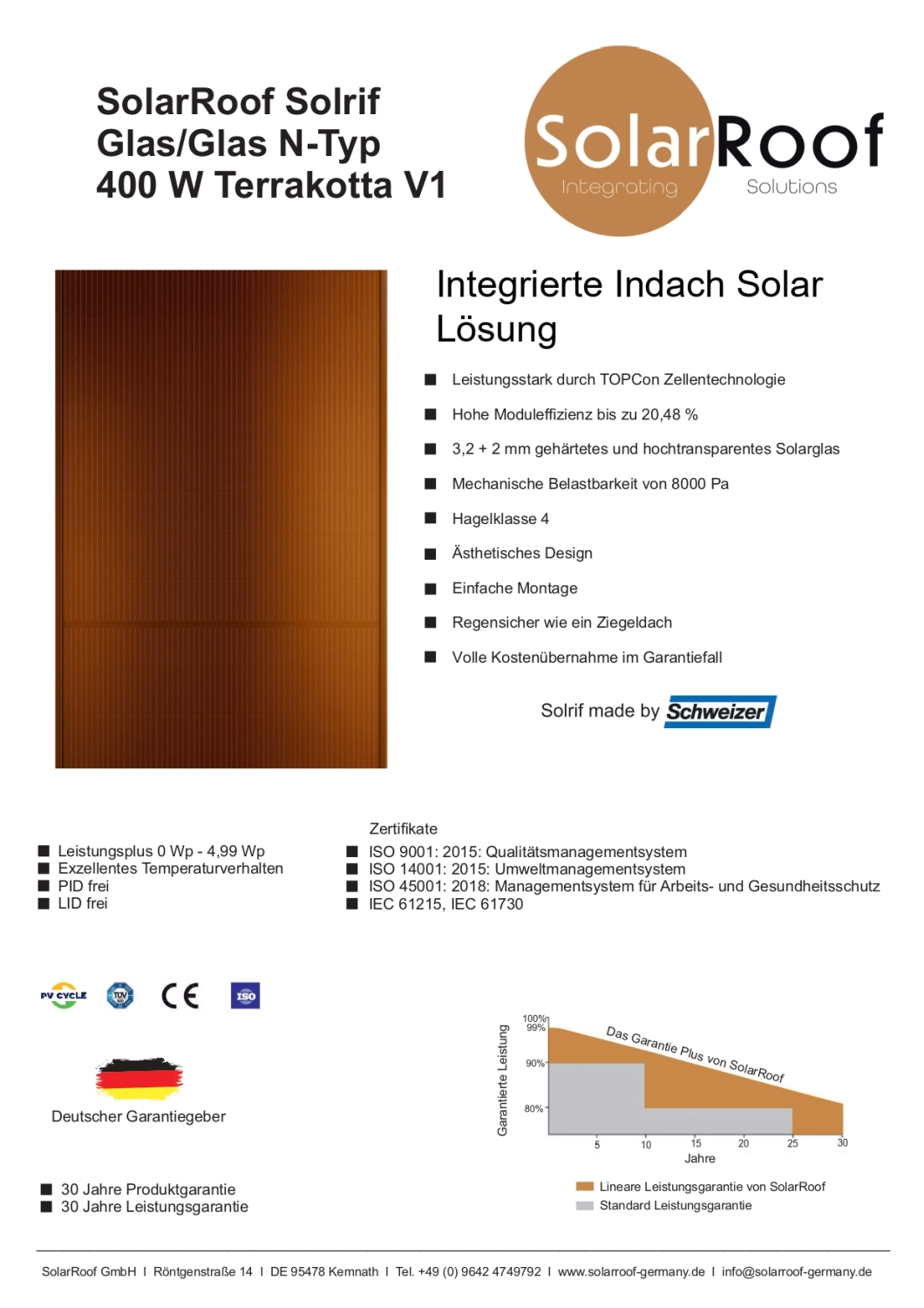 Informationen über SolarRoof Solrif Glas/Folie N-Typ 445W - 465W von SolarRoof GmbH