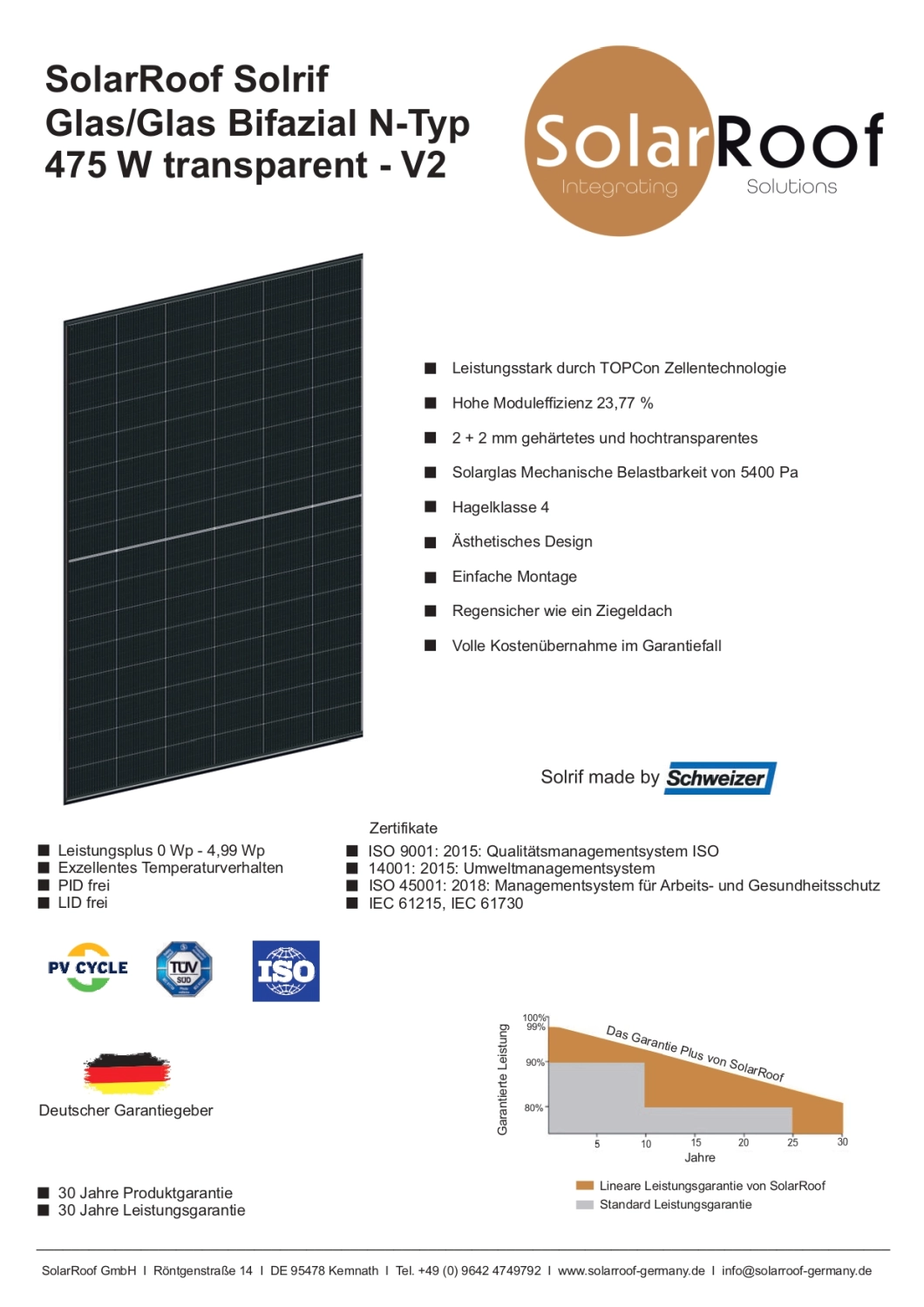 Informationen über SolarRoof Solrif Glas/Folie N-Typ 400W Terracotta von SolarRoof GmbH