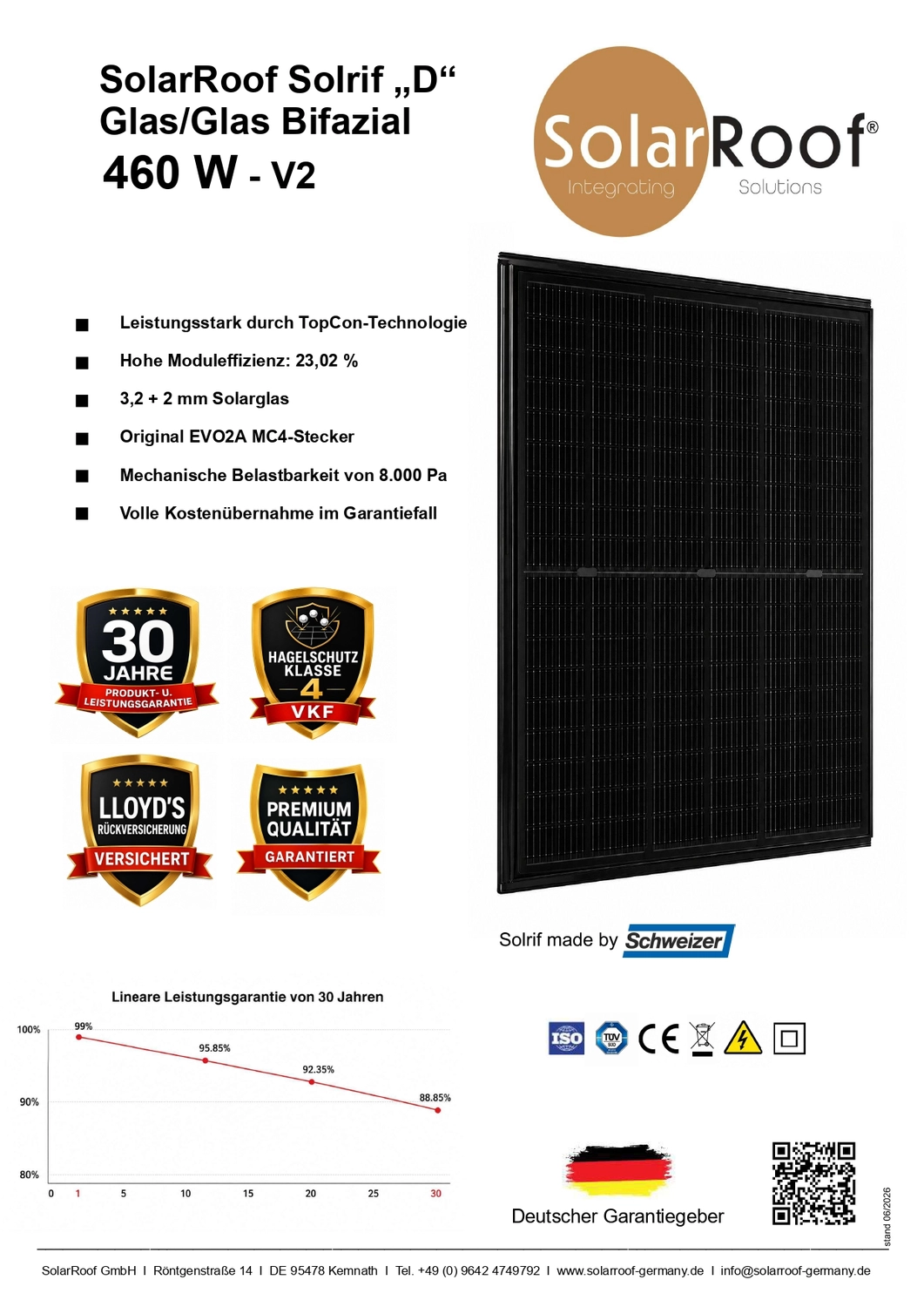 Informationen über SolarRoof Solrif Glas/Folie N-Typ 445W - 465W von SolarRoof GmbH