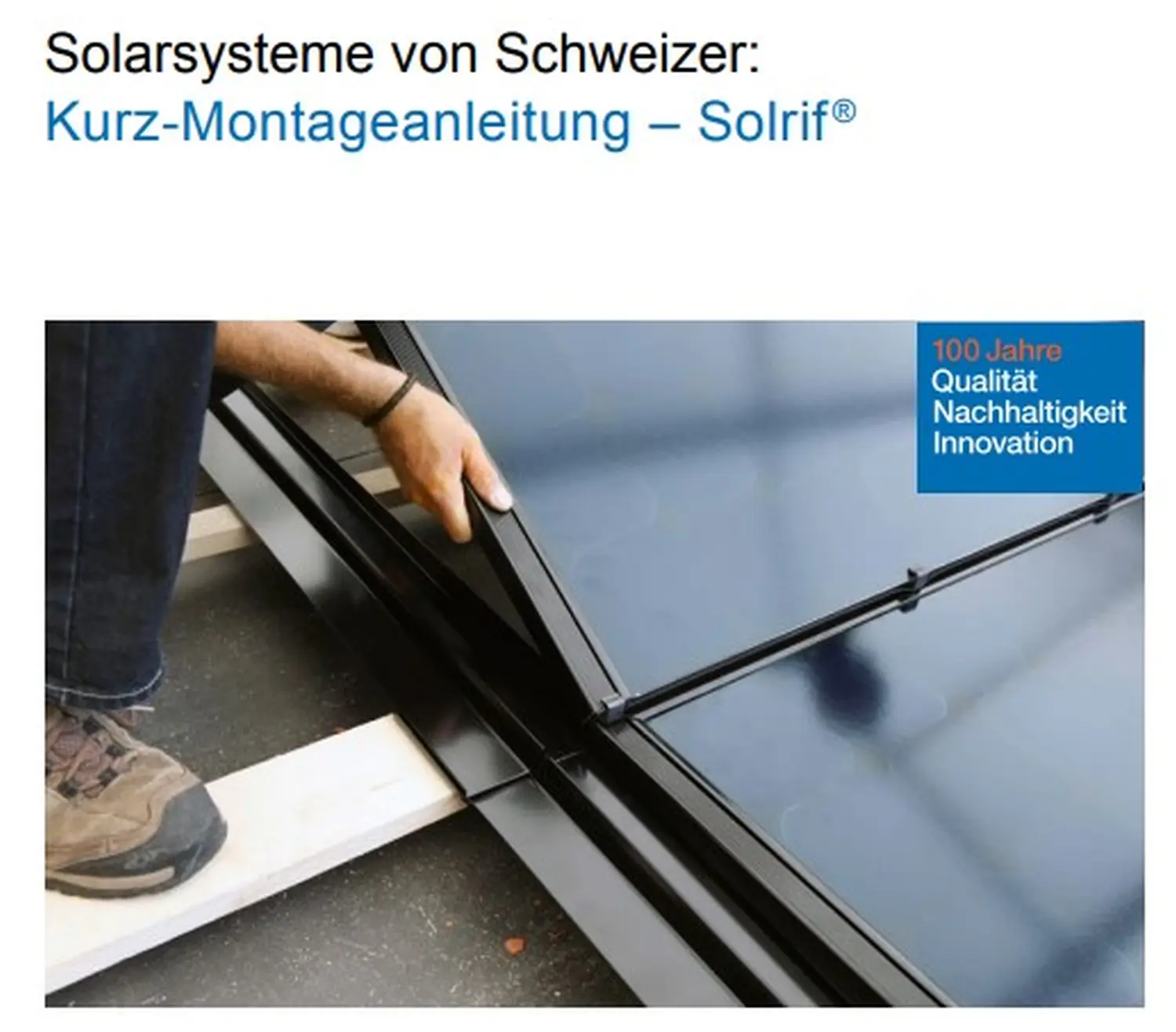 Montageanleitung – PV-Dachintegration Solrif von SolarRoof GmbH